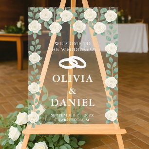 Eucalyptus Greenery Wedding Welcome Acrylic Sign