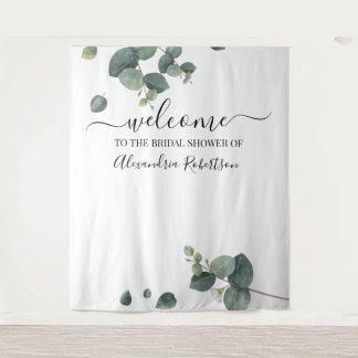 Eucalyptus Greenery Wedding Welcome Tapestry