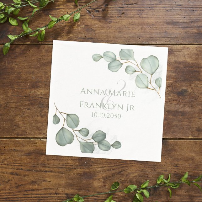Eucalyptus Greenery Weddings Elegant Foliage Napkin (Creator Uploaded)