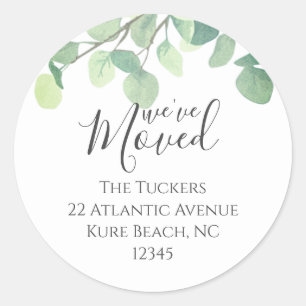 Eucalyptus Greenery We've Moved Address Sticker