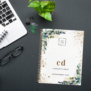 Eucalyptus greenery white business logo  notebook