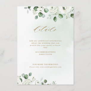 Eucalyptus greenery white floral rustic wedding enclosure card