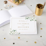 Eucalyptus Greenery white floral rustic wedding Guest Book<br><div class="desc">Modern chic watercolor eucalyptus greenery and white floral and gold colour border frame and text,  with couple's names and wedding date,  elegant and stylish,  great for rustic wedding,  botanical wedding and beach wedding in spring and summer. 
See all the matching pieces in collection</div>