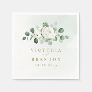Eucalyptus Greenery white floral rustic wedding Napkin