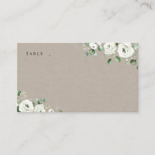 Eucalyptus Greenery white floral rustic wedding Place Card
