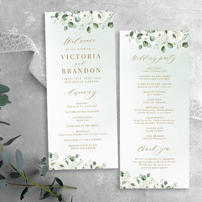 Eucalyptus Greenery white floral rustic wedding Program (Eucalyptus Greenery white floral rustic wedding Program)