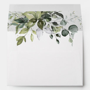Eucalyptus Greenery White Rustic Elegant Wedding Envelope