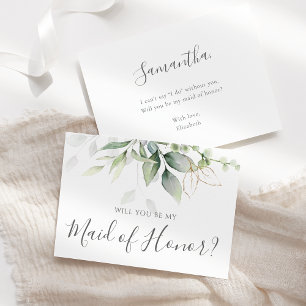 Eucalyptus Greenery Will You Be My Maid Of Honour  Invitation