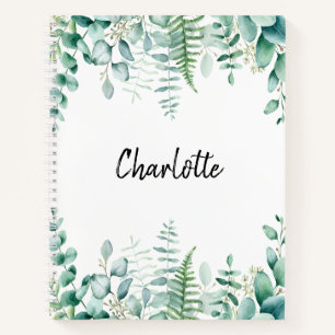 Eucalyptus greenery woodland fern notebook