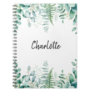 Eucalyptus greenery woodland fern notebook