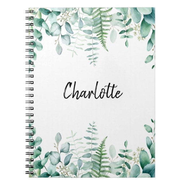Eucalyptus greenery woodland fern notebook (Front)