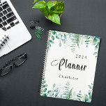 Eucalyptus greenery woodland ferns 2023 planner<br><div class="desc">An elegant white background.  Decorated with watercolored eucalyptus greenery and woodland ferns.   Add a year and your name.</div>