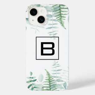 Eucalyptus greenery woodland ferns monogram Case-Mate iPhone 14 case
