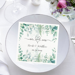 Eucalyptus greenery woodland ferns names wedding napkin