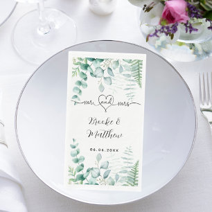 Eucalyptus greenery woodland ferns names wedding napkin