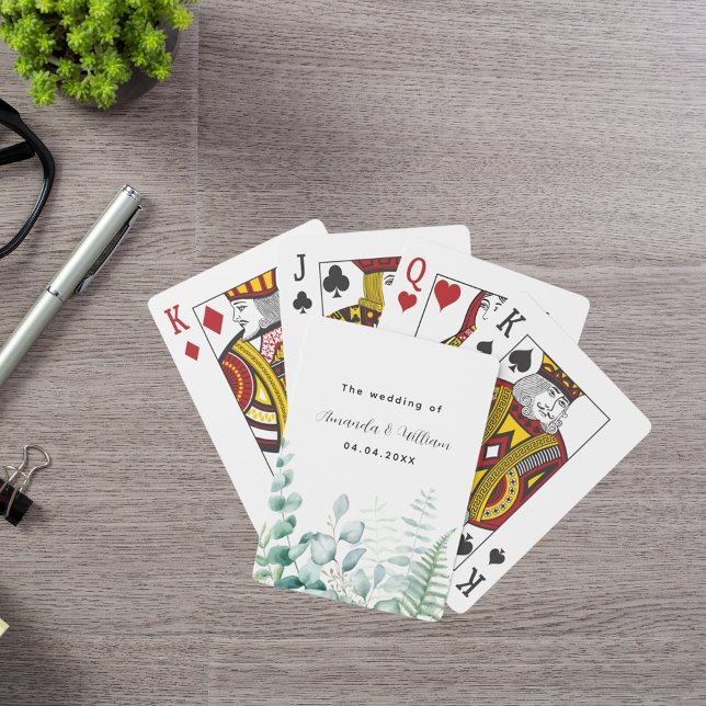 Eucalyptus greenery woodland ferns names wedding playing cards (Creator Uploaded)