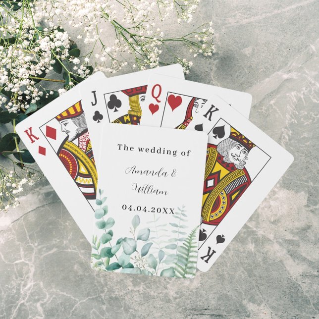 Eucalyptus greenery woodland ferns names wedding playing cards (Creator Uploaded)