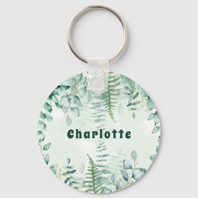Eucalyptus greenery woodland forest name key ring (Front)