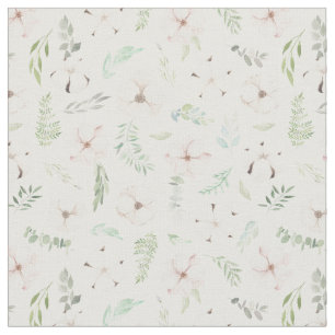 Eucalyptus Greens and Flowers Seamless Pattern Fabric