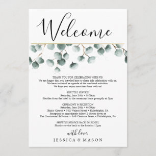 Eucalyptus Greens Wedding Welcome Itinerary Letter Program