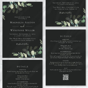 Eucalyptus Grey All in One Wedding Invitation