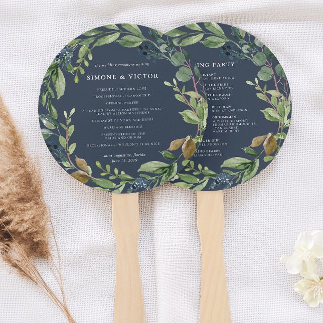 Eucalyptus Grove Wedding Program Hand Fan (Creator Uploaded)