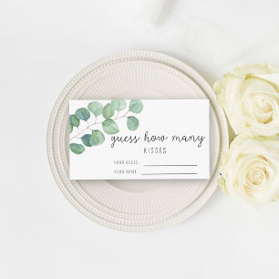 Eucalyptus - Guess how many kisses bridal game Enclosure Card