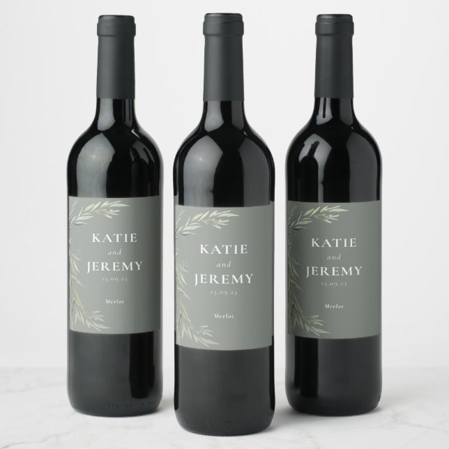 Eucalyptus Gum Leaves Greenery Wine Label (Bottles)