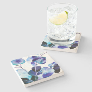 Eucalyptus Gum Leaves watercolor art Stone Coaster