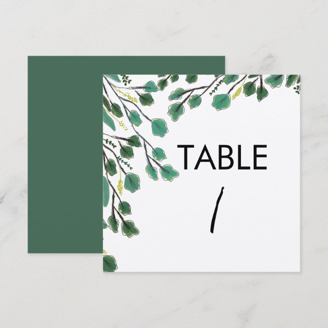 Eucalyptus Hand Drawn Leaf Table Card (Front/Back)