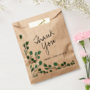 Eucalyptus Hand Drawn Leaf Thank You Favour Bag