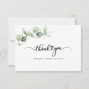 Eucalyptus Hand-Lettered Greenery Wedding Thank You Card