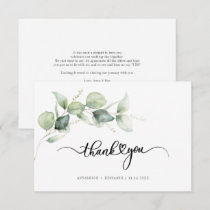 Eucalyptus Hand-Lettered Wedding Thank You Card