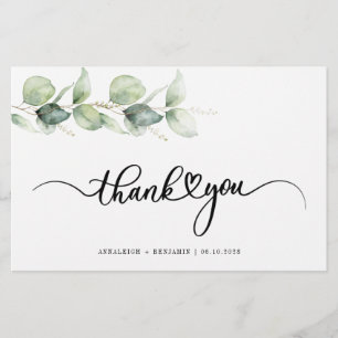 Eucalyptus Hand-Lettered Wedding Thank You Stationery