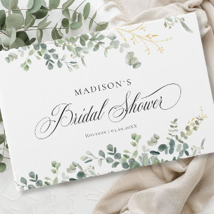 Eucalyptus Handwriting Script Bridal Shower Guest Book
