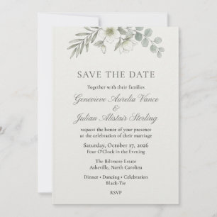 Eucalyptus & Hellebore Botanical Elegant Save Invitation