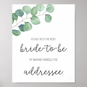 Eucalyptus - Help the busy bride Address Poster