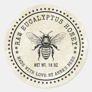 Eucalyptus honey label with custom colour bee