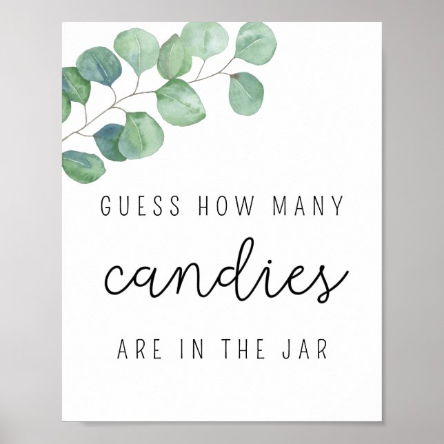 Eucalyptus - How many candies baby shower game Poster (Front)