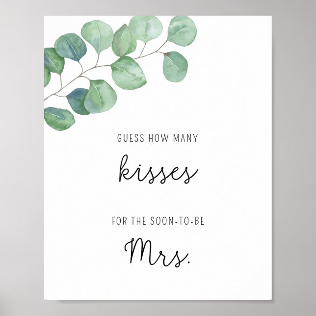 Eucalyptus - How many kisses bridal shower game Poster (Front)