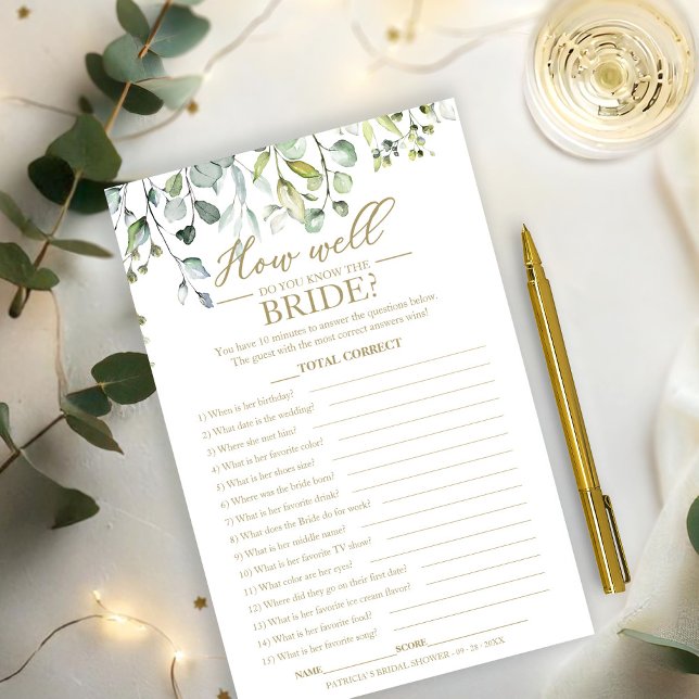 Eucalyptus How Well Do You Know the Bride Game   Flyer (Creator Uploaded)