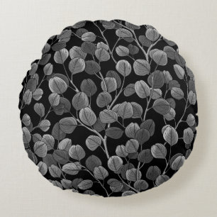 Eucalyptus in gray round cushion