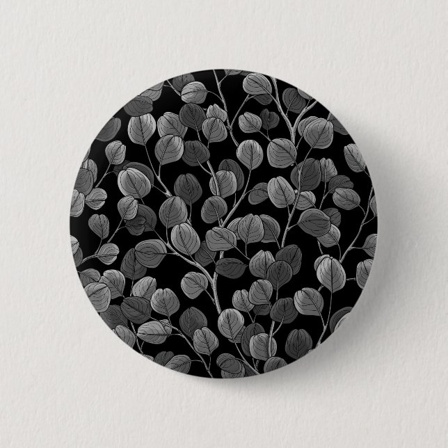 Eucalyptus in grey 6 cm round badge (Front)