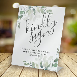 Eucalyptus Kindly Sign Wedding Guest Book Sign