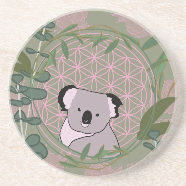 Eucalyptus Koala Flower of Life Coaster (Front)