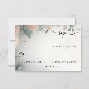 Eucalyptus Lace Tulle Pastel Dusty Blue Wedding RSVP Card