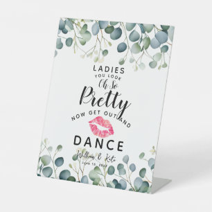 Eucalyptus ladies pretty dance BATHROOM wedding Pedestal Sign