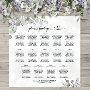 Eucalyptus Lavender 14 Table Wedding Seating Chart