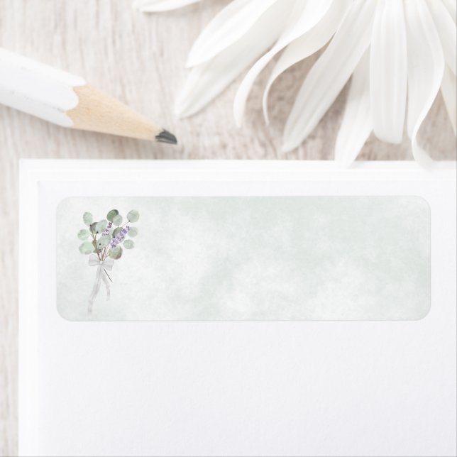 Eucalyptus & Lavender Blank Wedding Return Address Label (Insitu)