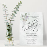 Eucalyptus & Lavender Bouquet Rustic Boho Wedding Invitation<br><div class="desc">These simple wedding invitations feature a rustic boho chic design with a hand painted watercolor bouquet of eucalyptus leaves and sprigs of lavender flowers tied with a white bow. The elegant design features fancy script lettering and formal wording on a marbled pale steel blue background. Beautiful way to invite your...</div>